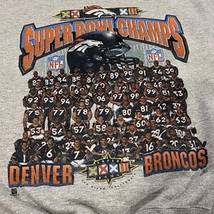 Starter Denver Broncos Super Bowl XXXII champions grey crewneck sweatshirt 1998